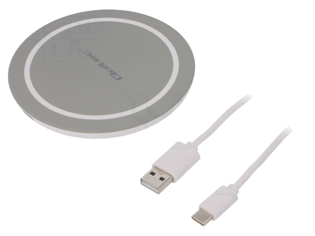 Inductielader; grijs; Standaard: Qi,Quick Charge 3.0; 5÷9VDC; 10W Inductielader; grijs; Standaard: Qi,Quick Charge 3.0; 5÷9VDC; 10W